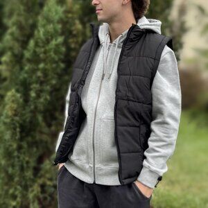 Men's Puffer Vest Black Burnside NWT